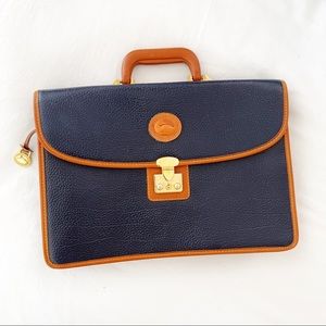 Vintage Dooney & Bourke Navy Leather Briefcase
